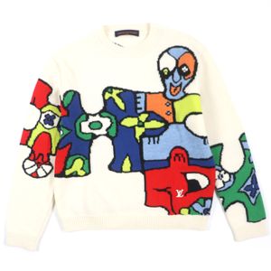 Mint Condition ▼ LOUIS VUITTON Louis Vuitton 23SS HON63W LV Puzzle 100% Wool Logo Hardware Crew Neck Jacquard Knit Sweater Off-White Multi M Made in Italy Authentic Men's