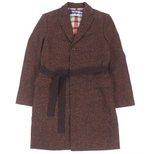 Excellent condition □ JUNYA WATANABE MAN COMME des GARCONS WF-C012 Material-blocked Belted Tweed Coat Chester Coat Braun Size S Made in Japan Authentic Men's