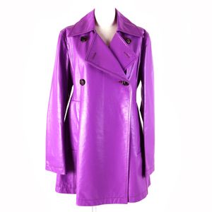 Excellent condition △ MARNI cowhide leather double-breasted coat, purple, size 42, made in Italy, authentic, women's, vibrant color, highly recommended ◎