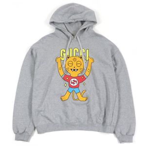 Excellent condition □ GUCCI 700120 Pablo Delcielo print design pullover hoodie, gray, size L, made in Italy, authentic, men's.