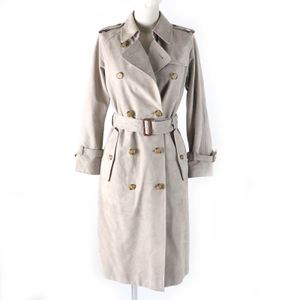 Excellent condition △ MACKINTOSH LONDON long trench coat with logo buttons and belt, made of faux suede leather, beige, size 36, made in Japan, authentic, women's.