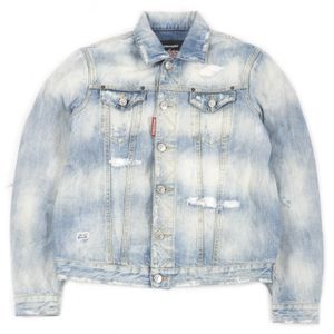 Excellent condition □ DSQUARED2 20SS S71AN0164 Dan Jean Jacket Rainbow Back Logo Embroidery Distressed Denim Jacket Jean Jacket Indigo Blue Size 44 Made in Italy Authentic Men's