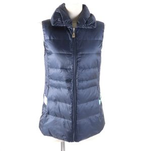 Excellent condition ★ LEONARD SPORT 0541372 Floral Logo Zip Down Vest Outerwear Navy 38 Made in Japan Authentic Women's