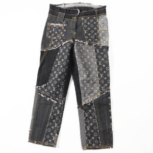 Excellent condition ◎ LOUIS VUITTON 07SS Rare Cut-off Monogram Patchwork Denim Pants Indigo Blue/Gray Tone 34 Made in Italy Authentic Women's