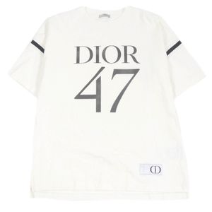 Excellent condition □ DIOR Homme 24SS 413J640A0849 Distressed Slub Cotton Jersey Short-Sleeve T-Shirt White S Made in Italy Authentic Men's