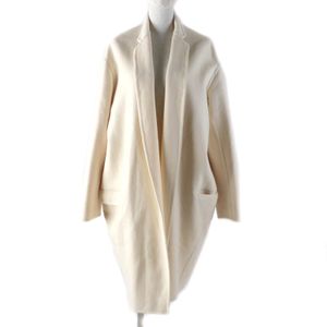 Excellent condition ★ CELINE 100% Cashmere Egg Crombie Coat, Ivory, Size 40, with hanger and garment bag, Made in Italy, Authentic, Women's.