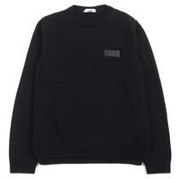 成色極佳 ○ VALENTINO 20AW VW3KC13W75D 100% 羊絨圓領針織衫，飾有 VLTN 標誌貼片，黑色，S 碼，意大利製造，正品男士
