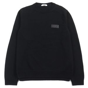 Excellent condition ○ VALENTINO 20AW VW3KC13W75D 100% Cashmere Crew Neck Sweater Knit with VLTN Logo Patch Black S Made in Italy Authentic Men's