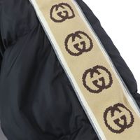 成色極佳 □ GUCCI 598725 GG提花側邊標誌圖案連帽羽絨服外套 黑色 50碼 義大利製造 正品 男款