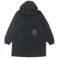 成色極佳 ▼LOUIS VUITTONLouis Vuitton 22AW HNK48W 中長款 Monogram 印花連帽風衣，黑色，尺寸 50，附衣架和防塵袋，義大利製造，正品男士
