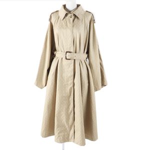 Excellent condition ◎ GUCCI 2024 model 771441 GG pattern belted wide-sleeved oversized long single trench coat in beige, size 40, made in Italy, authentic, women's.
