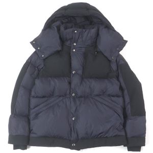 Excellent condition □ MONCLER JOFFE GIUBBOTTO 21AW Hooded Down Jacket with Large Logo Rubber Patch, Navy, Size 0, Authentic, Men's