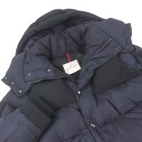 成色極佳 □ MONCLER JOFFE GIUBBOTTO 21秋冬連帽羽絨服，帶大號Logo橡膠貼片，海軍藍，0碼，正品，男士