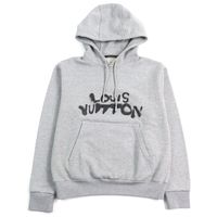 成色極佳 ○LOUIS VUITTONHLY68W 100% 純棉 Logo 印花霓虹工人連帽衫，灰色，XS 碼，意大利製造，正品，男士