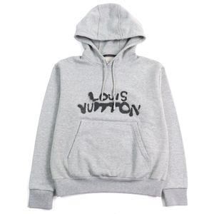 Excellent condition ○ LOUIS VUITTON HLY68W 100% Cotton Logo Print Neon Workingman Pullover Hoodie, Gray, Size XS, Made in Italy, Authentic, Men's