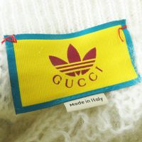 成色極佳 ◎ GUCCI x adidas 721504 馬海毛三葉草刺繡針織長褲 白色 黑色 XXS 碼 義大利製 正品 女款