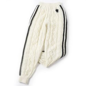 Excellent condition ◎ GUCCI x adidas 721504 Mohair Trefoil Embroidered Knit Long Pants White Black XXS Made in Italy Authentic Women's