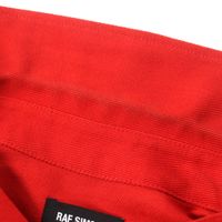 成色極佳 ▼ RAF SIMONS SIMONS 19AW 192-241 CARRY OVER 修身牛仔襯衫 100% 棉 皮革貼片 Logo 紐扣 長袖襯衫夾克REDS 碼 意大利製造 男士