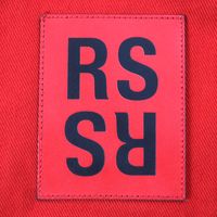 成色極佳 ▼ RAF SIMONS SIMONS 19AW 192-241 CARRY OVER 修身牛仔襯衫 100% 棉 皮革貼片 Logo 紐扣 長袖襯衫夾克REDS 碼 意大利製造 男士