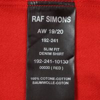 成色極佳 ▼ RAF SIMONS SIMONS 19AW 192-241 CARRY OVER 修身牛仔襯衫 100% 棉 皮革貼片 Logo 紐扣 長袖襯衫夾克REDS 碼 意大利製造 男士