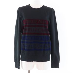 Excellent condition☆CHANEL P57408K07541 Cotton Gabrielle Coco Mark Flock Logo Sweatshirt Black Size 38 Made in France Authentic Women's