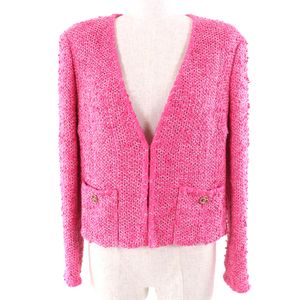 Mint condition △CHANEL P70041 Coco Mark gold button cotton tweed Color jacket pink size 36 Made in France Authentic Women's