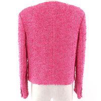 全新 △CHANEL P70041 Coco Mark 金色羈扣棉質斜紋軟呢顏色外套 粉紅色 36碼 法國製造 正品 女款