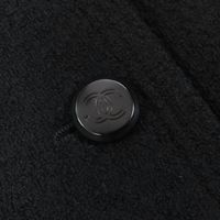 全新 △CHANEL 復古 98A P11506 羊毛粗花呢外套和裙子套裝，帶有 Coco Mark 紐扣，黑色，罕見的大號 48，意大利製造，女款。