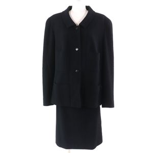 Mint condition △CHANEL vintage 98A P11506 wool tweed jacket and skirt set with Coco Mark buttons, black, rare large size 48, made in Italy, women's.