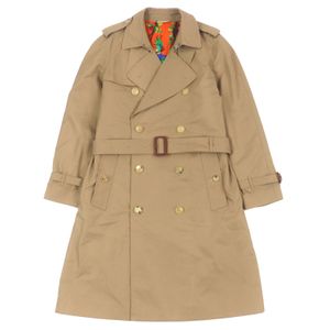 Excellent condition ▼ GUCCI 452368 Trench coat with back tiger embroidery, 100% silk lining, logo buttons, beige, size 46, made in Italy, authentic, men's.