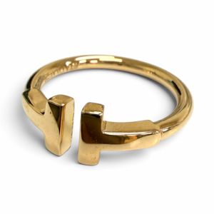 Mint condition □ TIFFANY&Co. Tiffany AU750 T Wire Ring, Pink Gold, Size JP 7 (approx.), Weight 2.91g, Women's, with Case.