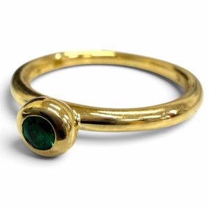 Mint Condition □ TIFFANY&Co. Vintage Bizet 750 1P Emerald Ring, Yellow Gold, Green, JP Size 8 (approx.), Weight 2.74g, Women's