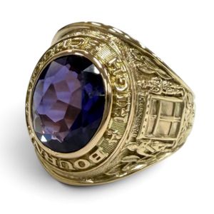 Excellent condition ★ BALFOUR Vintage BOURNE HIGH SCHOOL 1963 K10 Color Stone College Ring Gold Purple JP size 17 (approx.) Weight 9.92g Men's