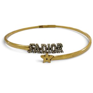 成色極佳☆ DIOR JADIOR 金屬Logo水鑽星星配件項鍊 金色 女士