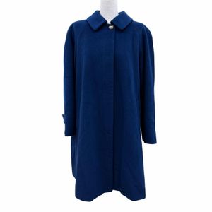 Excellent condition☆Burberrys vintage 100% wool and 100% angora long coat with logo buttons, navy, size 9, women's.