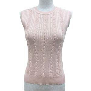 成色極佳☆愛馬仕 26SS 6E2662DI 絲棉無袖針織上衣 粉紅色 36碼 義大利製 正品女裝