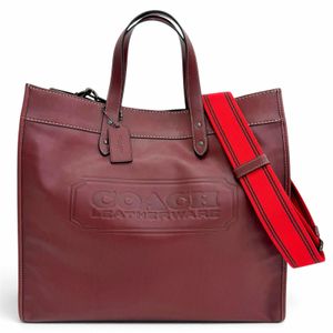 Mint condition △ COACH CC097 Field Tote 40 with Coach Badge Leather 2-Way Large Tote Bag Shoulder Bag Wine Women's with Dust Bag