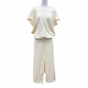 미사용품☆THE ROW JEYRA DRESS 100% 실크 드레이프 맥시 원피스 아이보리 0 이탈리아제 정품 여성용