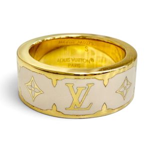 Excellent condition △ LOUIS VUITTON M1565S Flight Mode Ring Nano Gram Enamel - Bron Monogram Flower Ring S JP10 Women's Ring with Box and Dust Bag