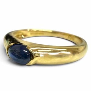 Mint Condition □ TIFFANY&Co. Vintage 750 Sapphire Cabochon Cut Ring, Yellow Gold, Size JP 13 (approx.), Weight 3.75g, Women's