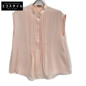 theory luxe 25SS 03-5208242 핑크 폴리에스터 Marvine Lina Blouse/밴드 칼라 슬리브리스 블라우스 42【중고】