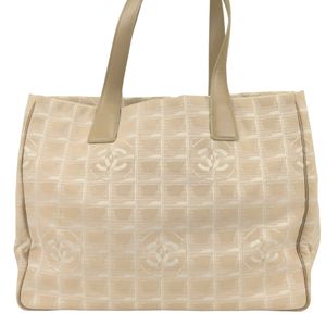 Chanel New Travel Line MM Tote Bag, Jacquard Nylon and Leather [Pre-owned]