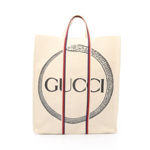 [Used] Gucci GUCCI Tote Bag Ouroboros 484690 Ivory/Navy/ RED Canvas Ouroboros Square G Tote Bag Women's Used B