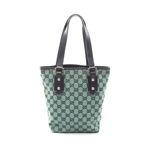 [Used] Gucci GG Canvas Tote Bag 257250 Green/Black Canvas Leather Tote Bag Women's Used B