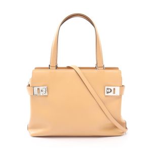 [Used] Salvatore Ferragamo Ferragamo Gancini 2-Way Handbag 21 0166 Beige Leather Gancini 2-Way Tote Bag Women's Used B