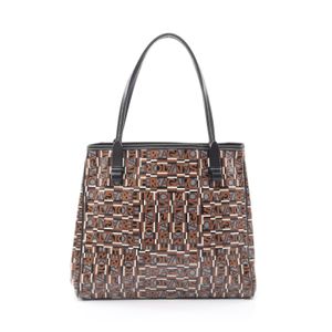 [Used] Salvatore Ferragamo Ferragamo Tote Bag 21 A084 Black/ Braun/White PVC Coated Canvas Leather Tote Bag for Women