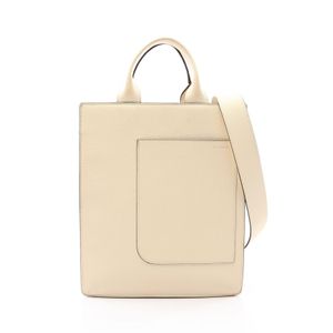 [Used] Valextra Boxy Small 2-Way Tote Bag, Ivory Leather, Women's, Used C