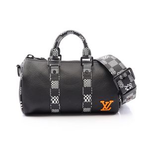 [중고] LOUIS VUITTON 시티 키폴 XS 다미에 디스토티드 2WAY 손가방 M80202 느와르/화이트/오렌지 레더 PVC 코팅 캔버스
