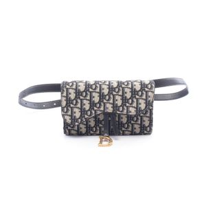 [중고] Dior SADDLE 오블리크 벨트 파우치 S5619CTZQ M928 네이비/아이보리 캔버스 레더 오블리크 새들 벨트 파우치