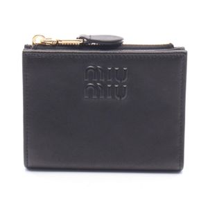 [Used] Miu Miu Bi-fold Wallet, Embossed Logo, 5ML050AEFXF0002, Leather Wallet, Women's, Brand New